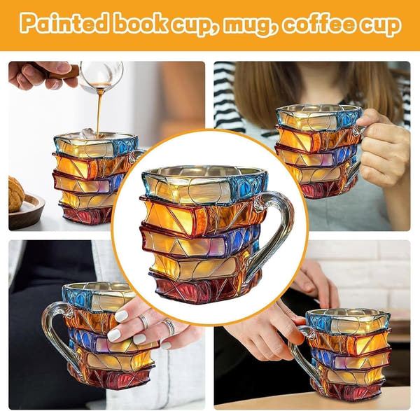 Unique Stacked Books Coffee Mug