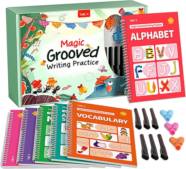 Reusable 3D Groove Handwriting Practice Workbooks for Kids Ages 3-8