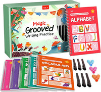 Reusable 3D Groove Handwriting Practice Workbooks for Kids Ages 3-8