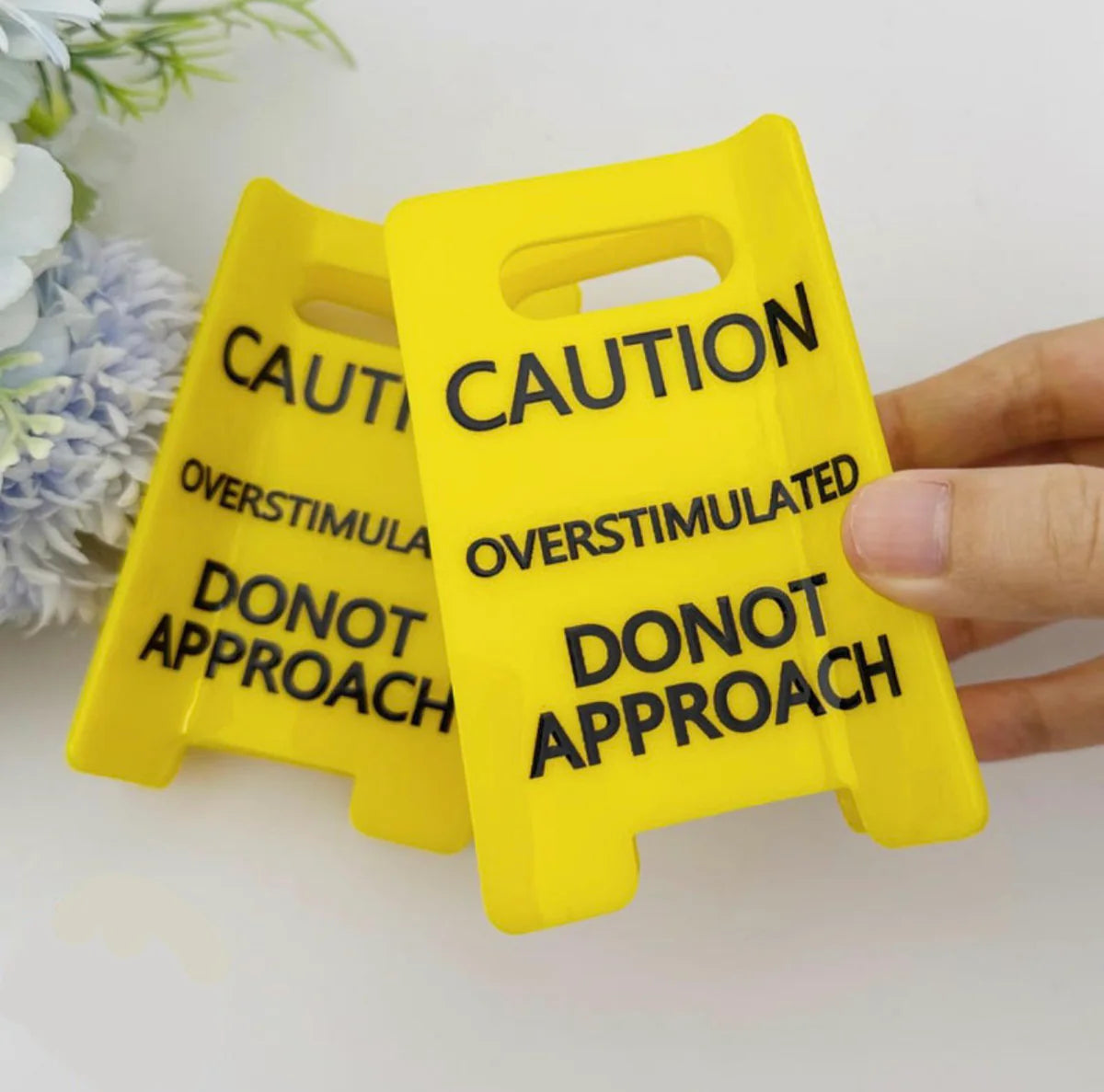 Caution Overstimulated Yellow Sign Hair Claw Clip