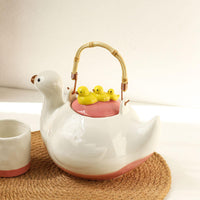 Creative Cartoon Cute Duck Ceramic Water Bottle with 4 cup