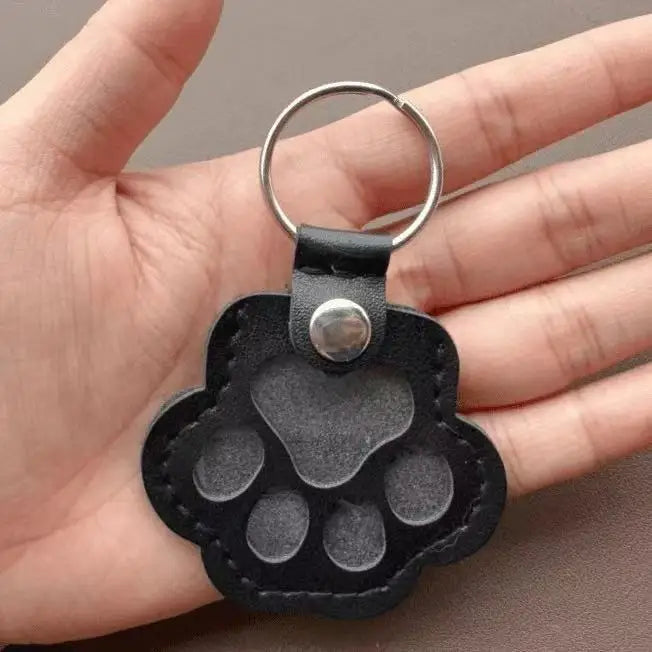 Memorial Leather Pet Hair Storage Bag Cat Paw Keychain