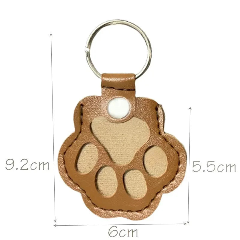 Memorial Leather Pet Hair Storage Bag Cat Paw Keychain