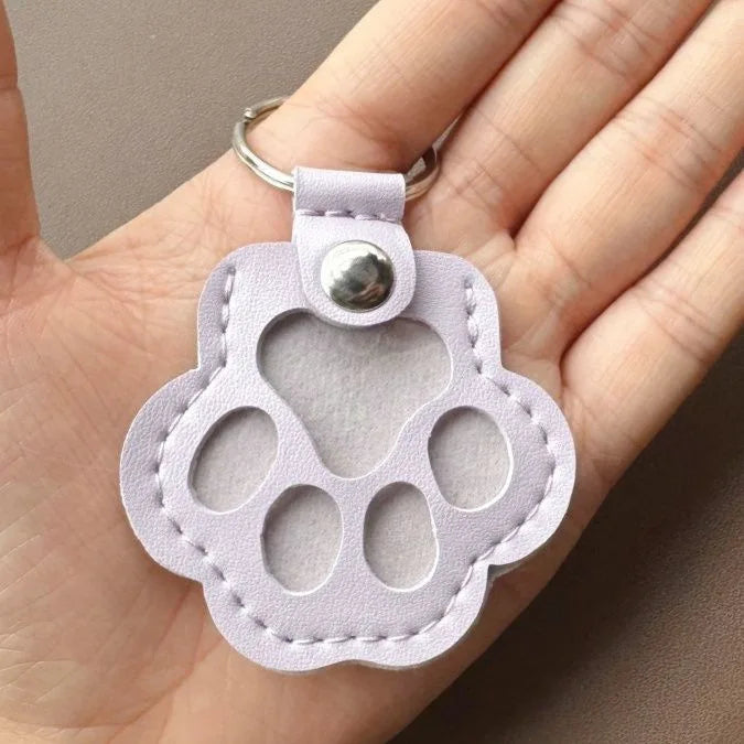 Memorial Leather Pet Hair Storage Bag Cat Paw Keychain