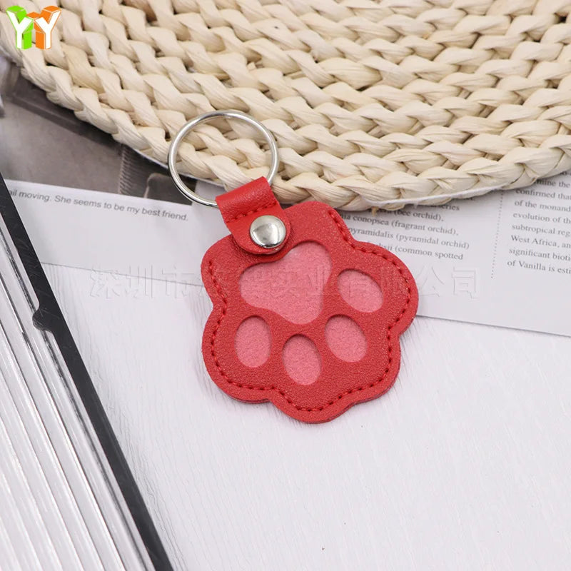 Memorial Leather Pet Hair Storage Bag Cat Paw Keychain