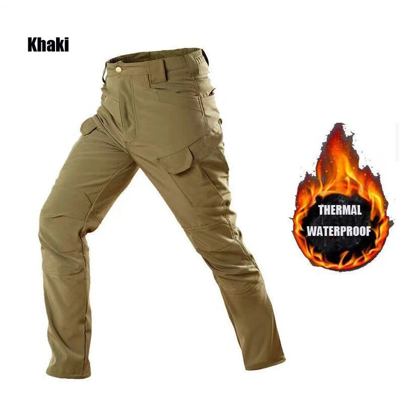Men Winter Autumn Fleece Waterproof Cargo Pants
