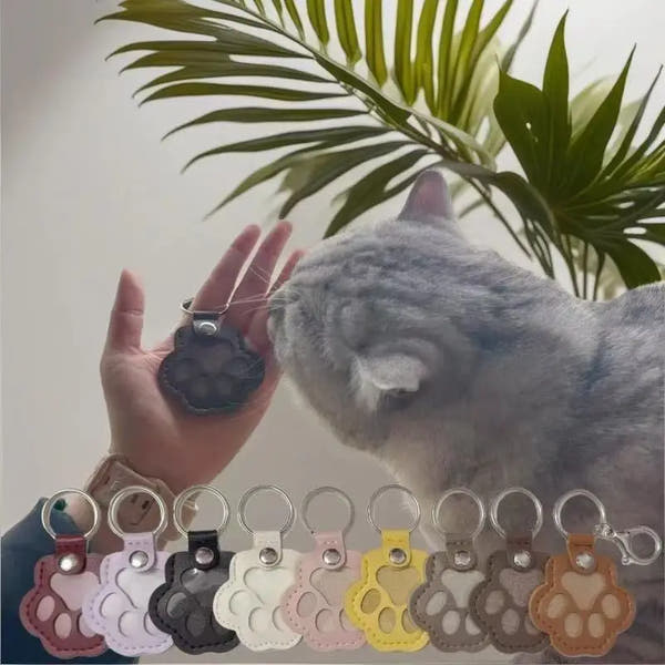 Memorial Leather Pet Hair Storage Bag Cat Paw Keychain