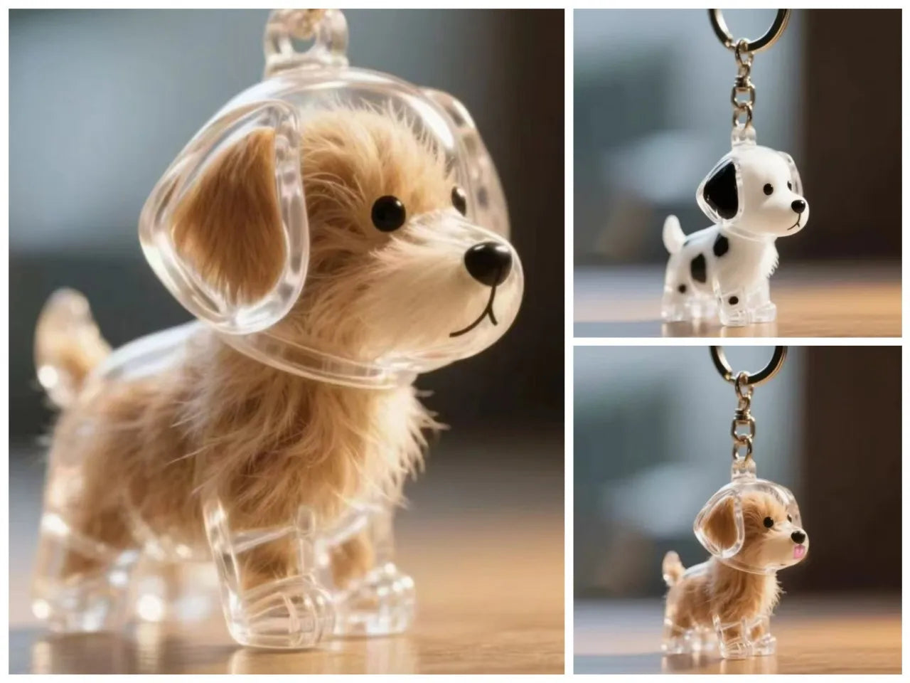Transparent Dog Hair Keychain Pendant