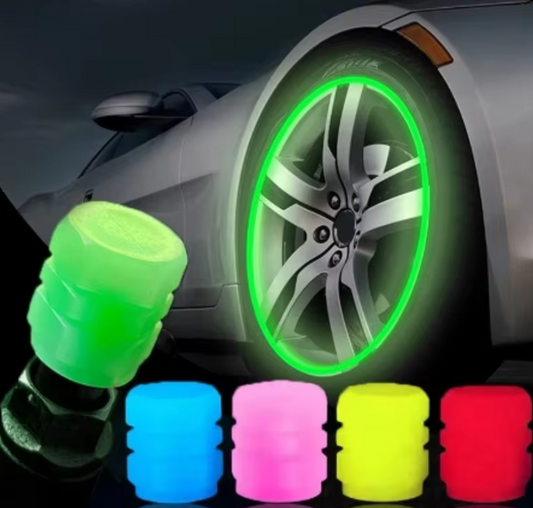 Glow-in-the-Dark Wheel Valve Caps