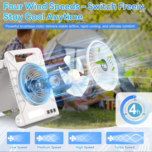 Portable Solar Rechargeable Fan