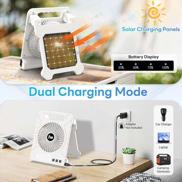 Portable Solar Rechargeable Fan