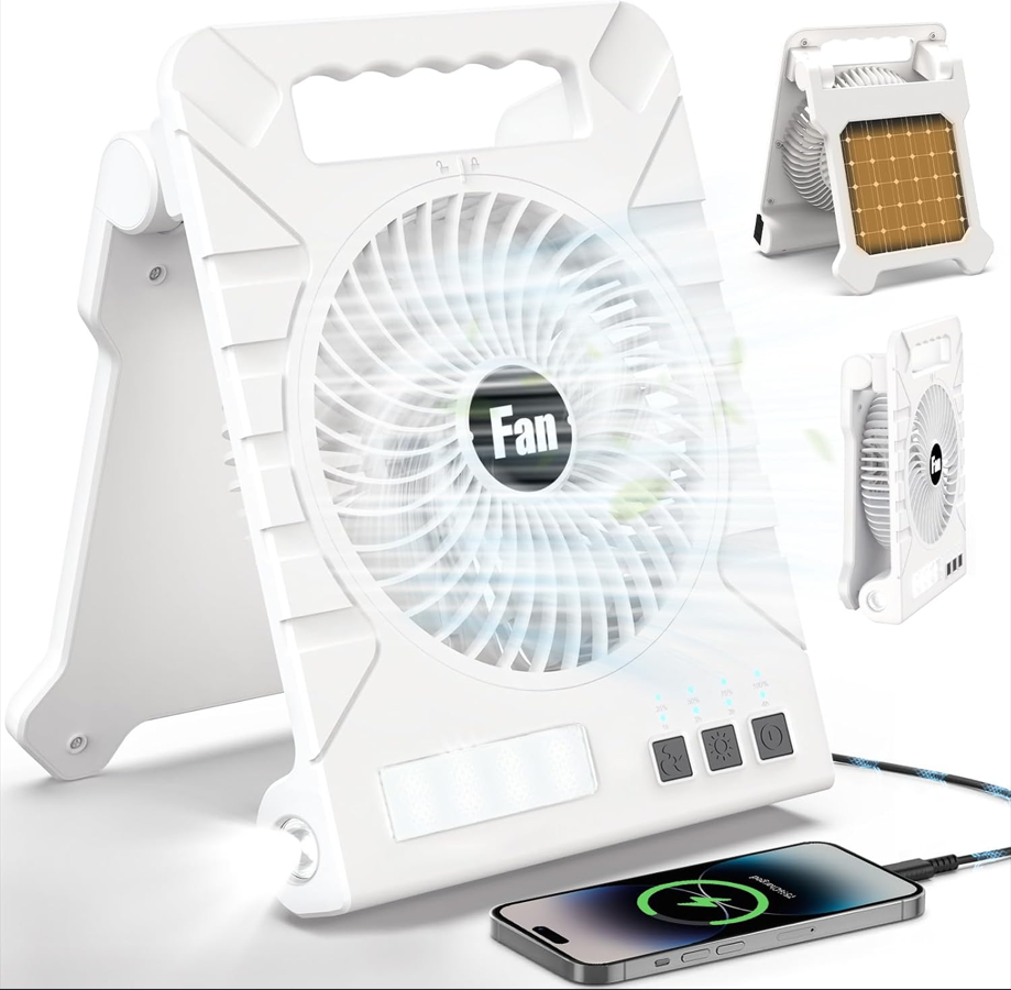Portable Solar Rechargeable Fan