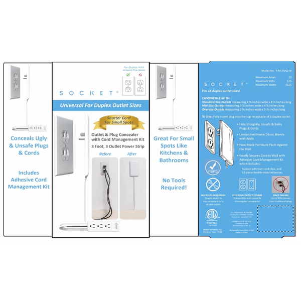 Sleek Socket Outlet & Cord Concealer Kit