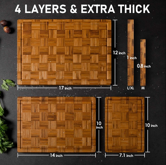 Bamboo Cutting Boards, (Set of 3)