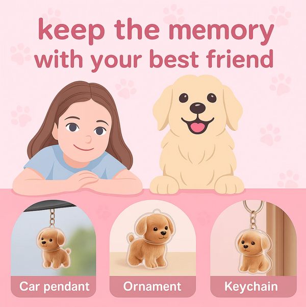 Transparent Dog Hair Keychain Pendant