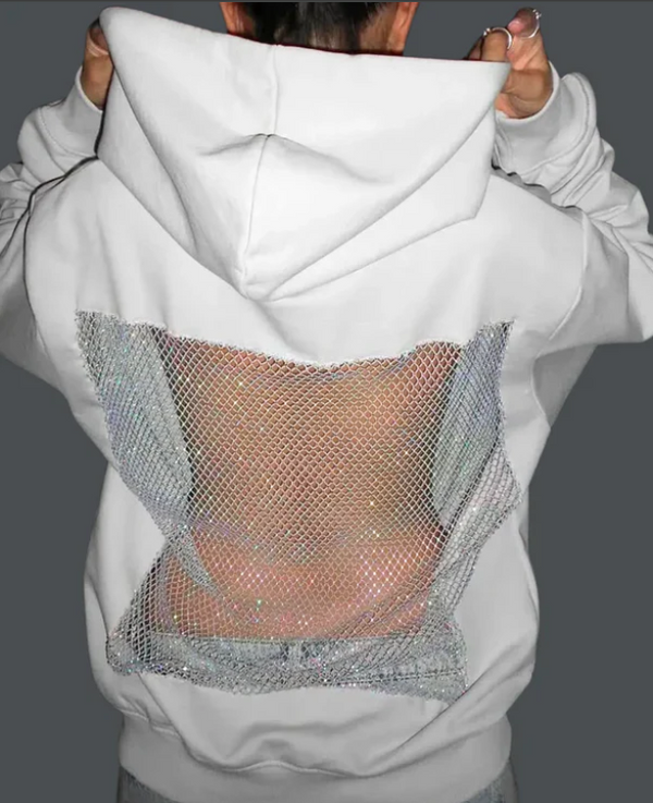Women’s Hooded Sweatshirt with Mesh Back Panel