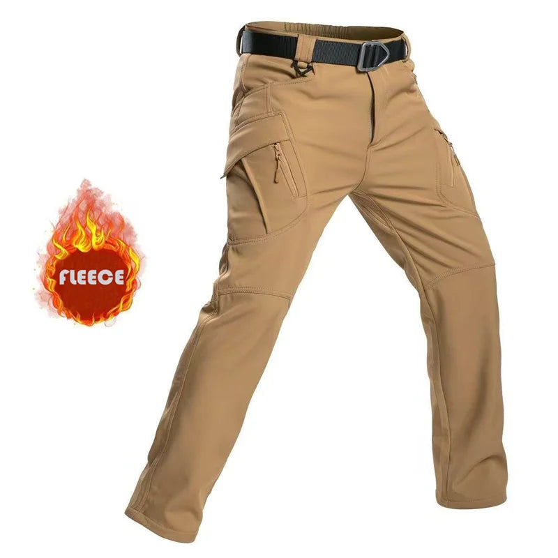 Men Winter Autumn Fleece Waterproof Cargo Pants