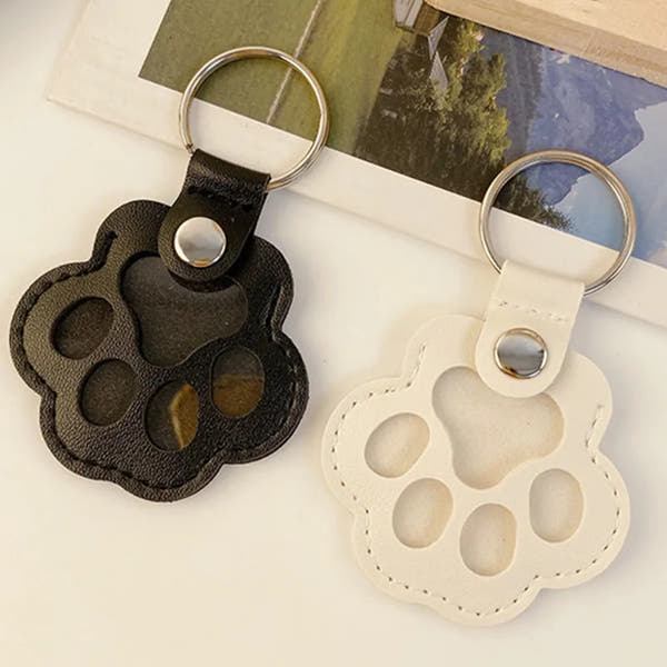 Memorial Leather Pet Hair Storage Bag Cat Paw Keychain