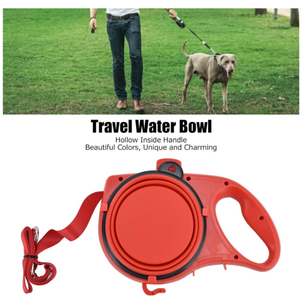 Multifunction Pet Leash with Foldable Bowl