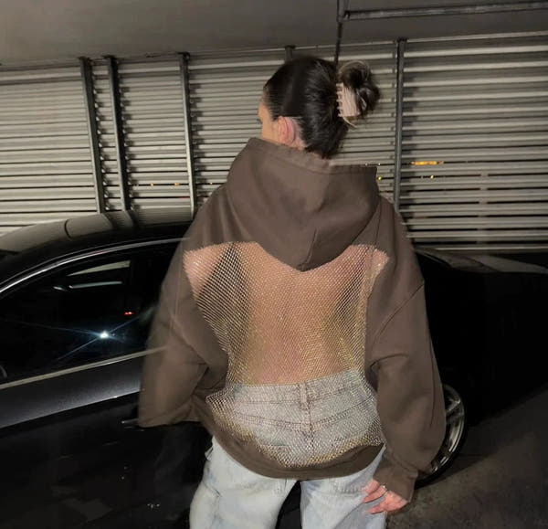 Women’s Hooded Sweatshirt with Mesh Back Panel