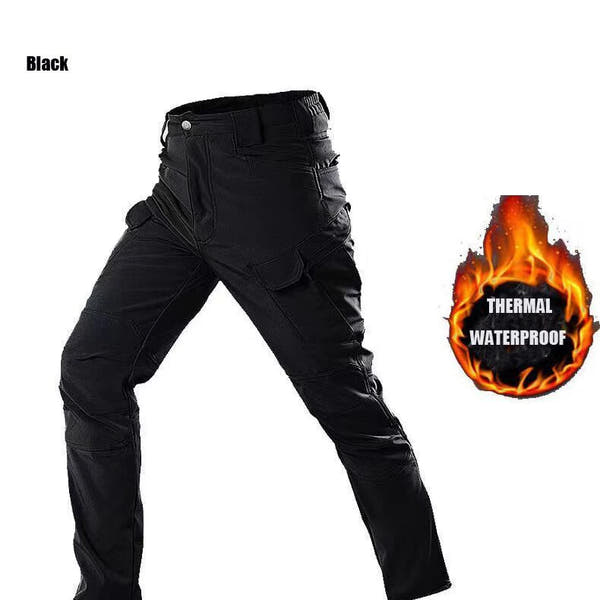 Men Winter Autumn Fleece Waterproof Cargo Pants