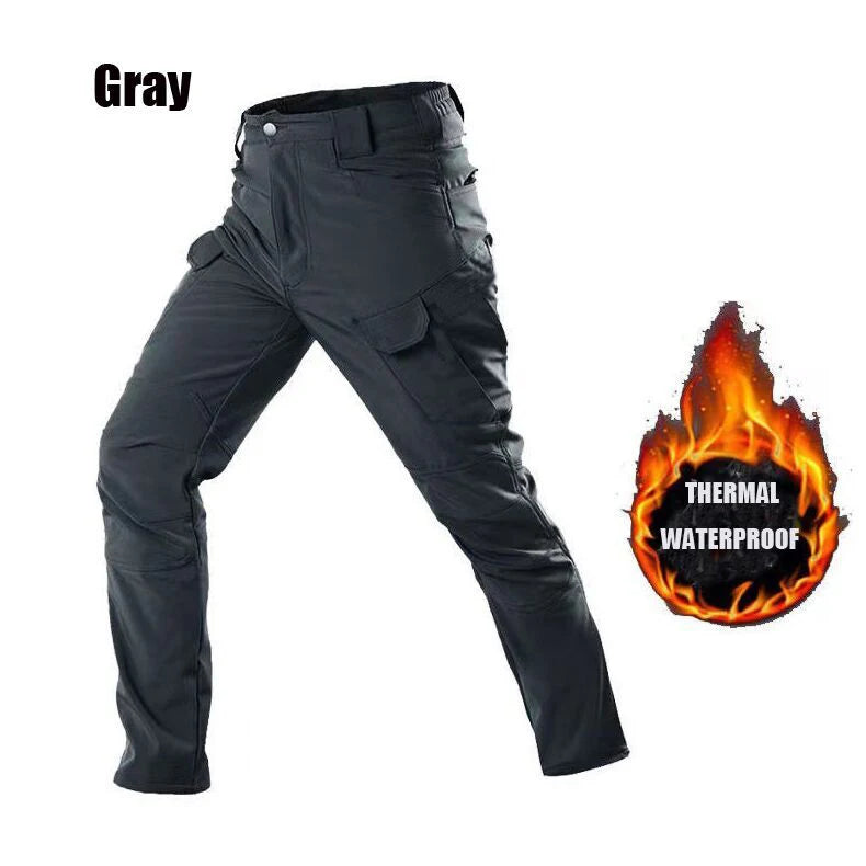 Men Winter Autumn Fleece Waterproof Cargo Pants