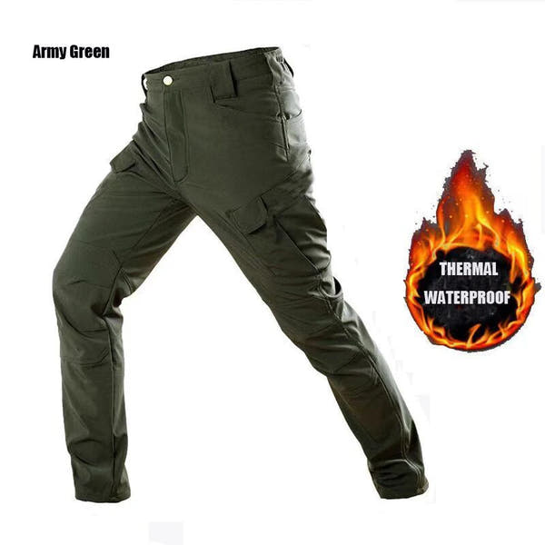 Men Winter Autumn Fleece Waterproof Cargo Pants